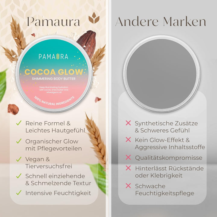 Cocoa Glow 100% natürliches Körperöl mit Schimmer – Tiefenpflege & strahlende Haut, angereichert mit