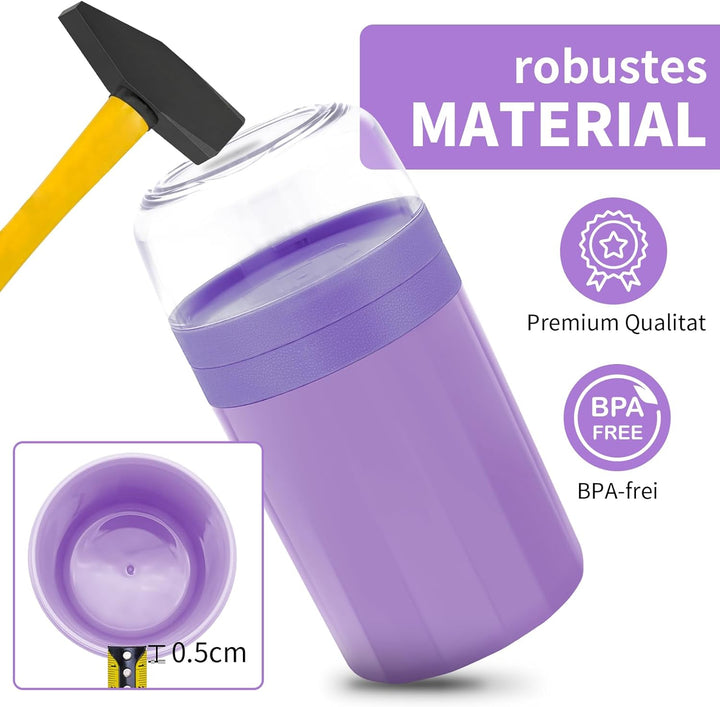 IJIAMY Müslibecher to Go, Premium Qualitat Joghurtbecher to Go Kinder mit Löffel 520ML+250ML, Auslau