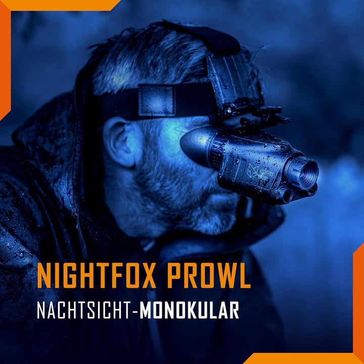 Night Vision Monocular - Nightfox Prowl, HD Recording, 32GB, 1x Magnification, Head Mounted, 54° Wid