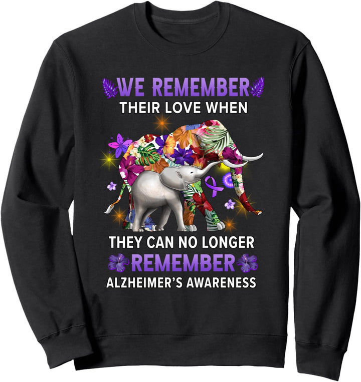 Purple Alzheimers Awareness We Remember Elephant Women Gift Sweatshirt