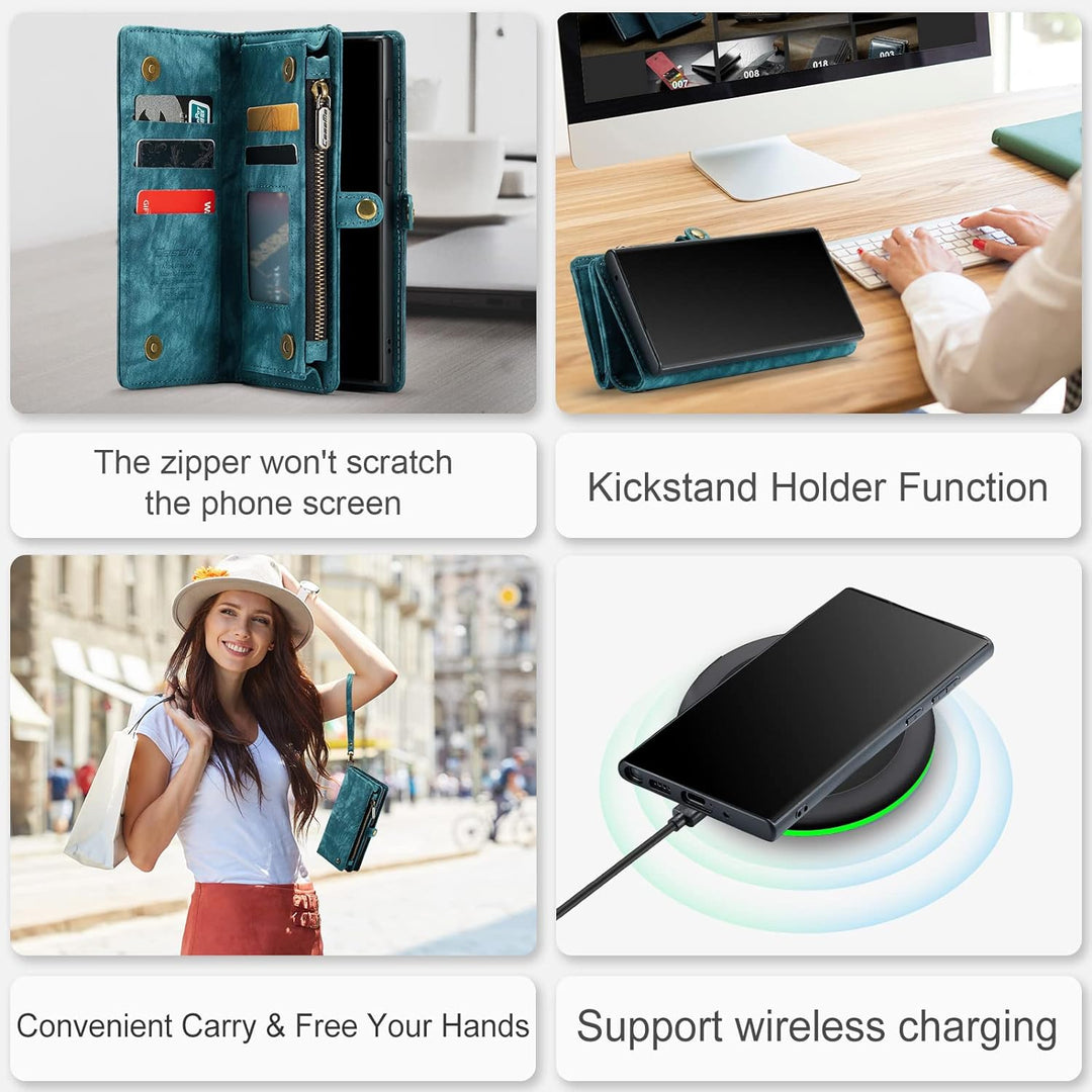 UFinetech 2-in-1 Luxus Samsung Galaxy Note 20 Hülle Case Tasche Magnetische Gute Flip Kartenfach Ket