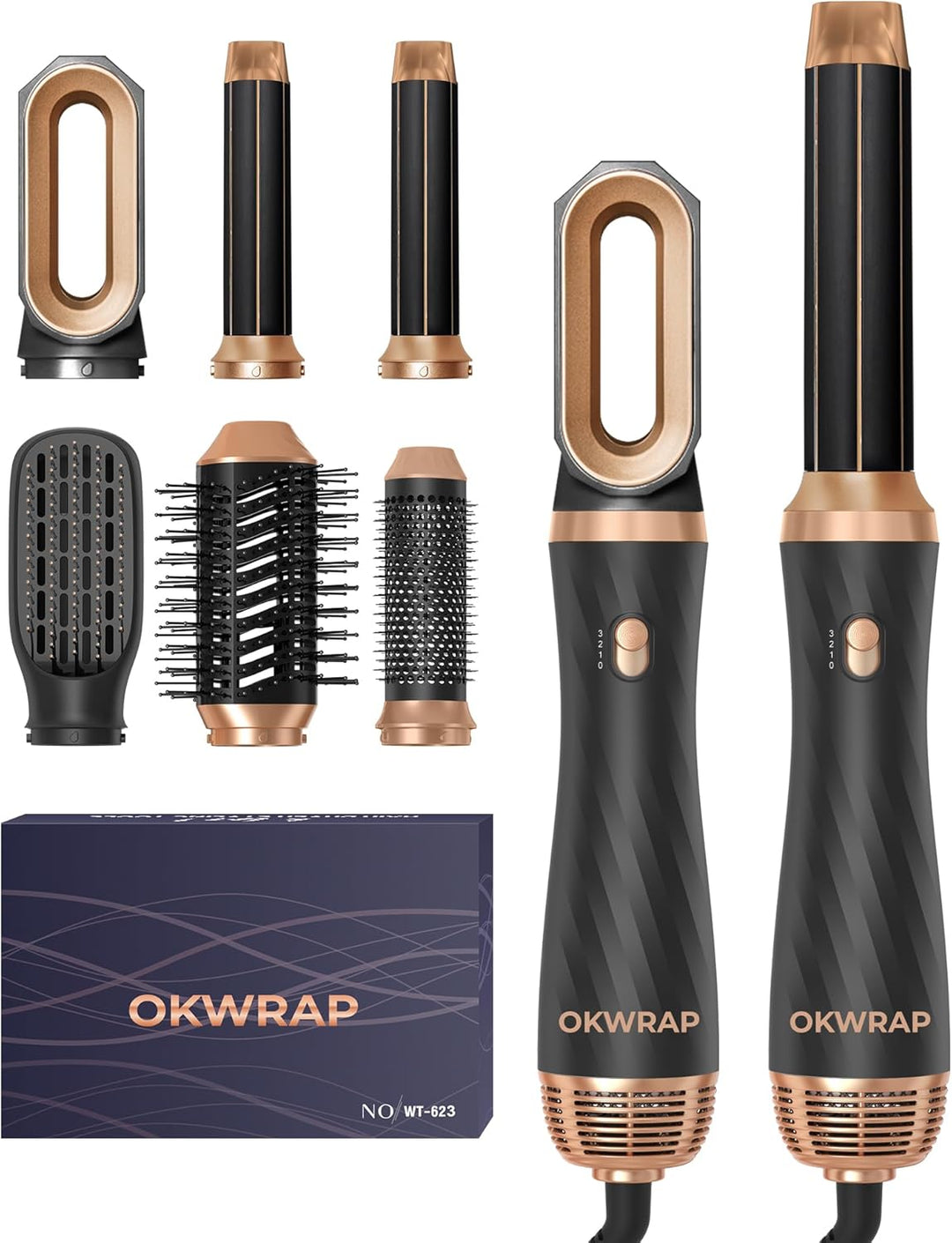 Hair Styler Set, OKWRAP Airstyler 6 In 1 Mit Rundbürstenföhn, Haarstyler Warmluftbürste, Thermal Bru
