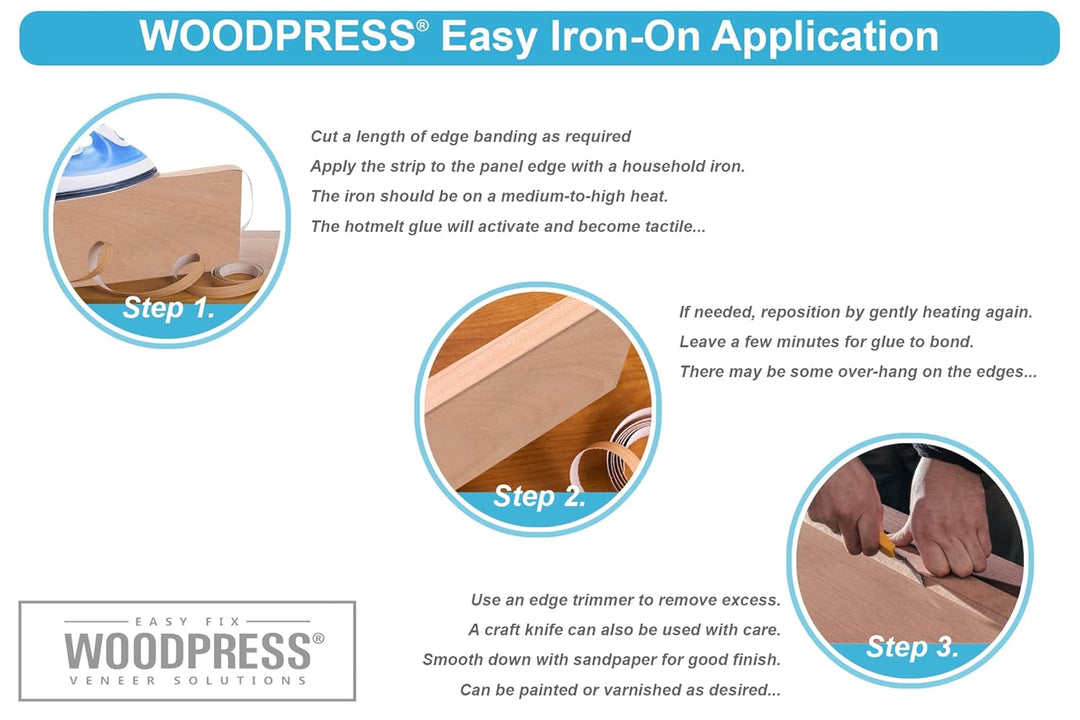 WoodPress 22 mm Kirschholz Vorgeklebtes Furnier-Randband - 50m Rolle für die Industrie Gehobene Qual