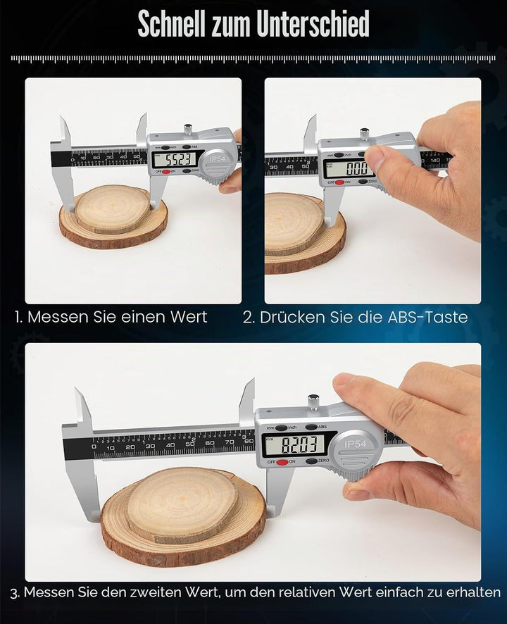 Housolution Messschieber Digital mit ABS-Funktion, 6-Zoll/150mm IP54 Elektronische Schieblehre, Wass