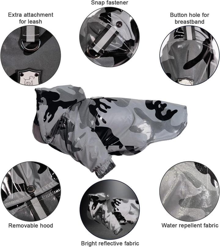 Hundejacke Wasserdichter Hundemantel Reflektierende Jacke für kaltes Wetter mit weichem Fleecefutter
