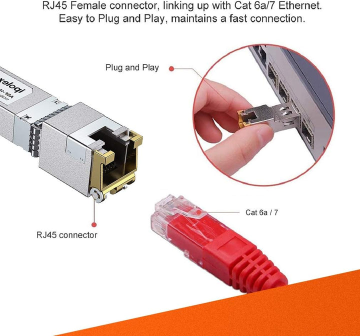 1.25/2.5/5/10G SFP+ RJ45 Copper Transceiver, 10GBase-T RJ-45 SFP+ Module, Compatible for Cisco SFP-1