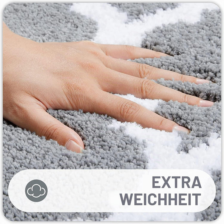 Homaxy rutschfest Badematten Set 2 teilig Weich Hochflor Bad WC Badezimmerteppich Set Mikrofaser Bad