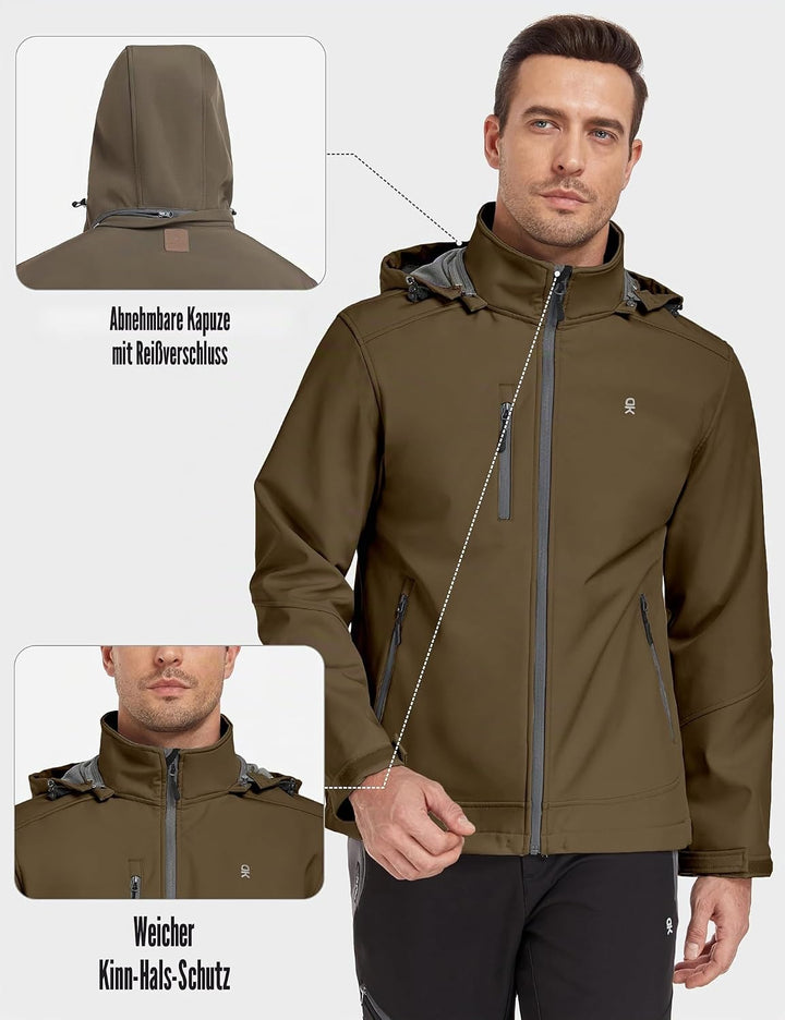 Little Donkey Andy Softshelljacke für Herren mit abnehmbarer Kapuze, Fleecefutter und Wasserabweisen