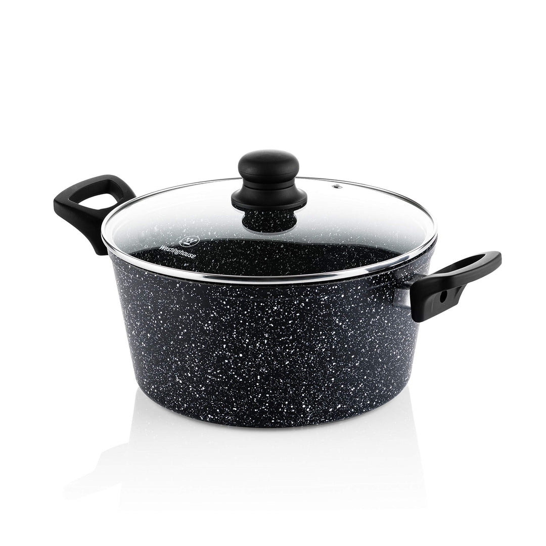 Westinghouse Black Marble Kochtopf, Ø 24 cm, Non Stick Non Stick Antihaft, PFOA-frei, mit Deckel, Sp