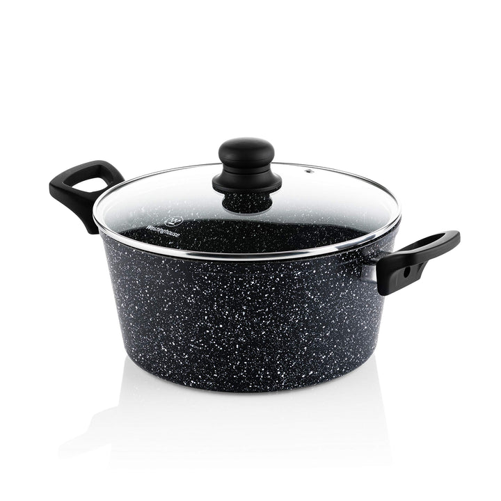 Westinghouse Black Marble Kochtopf, Ø 24 cm, Non Stick Non Stick Antihaft, PFOA-frei, mit Deckel, Sp
