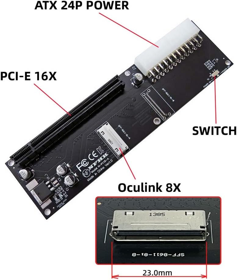 xiwai Oculink SFF-8612 8611 8X auf 16x PCIE PCI-Express Adapter mit ATX 24pin Power Port für Mainboa