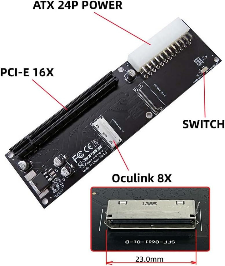 xiwai Oculink SFF-8612 8611 8X auf 16x PCIE PCI-Express Adapter mit ATX 24pin Power Port für Mainboa