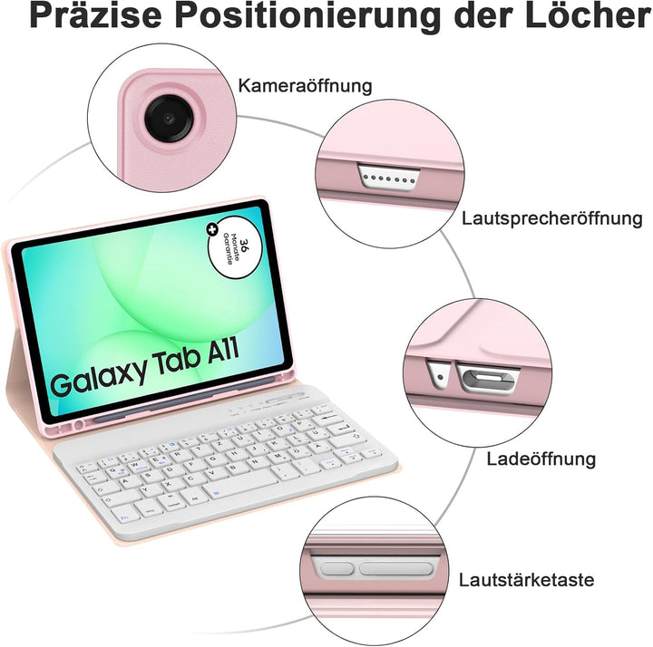 IVEOPPE Hülle mit Tastatur für Samsung Galaxy Tab A11 8.7 Zoll, Deutsches QWERTZ Keyboard, Magnetisc
