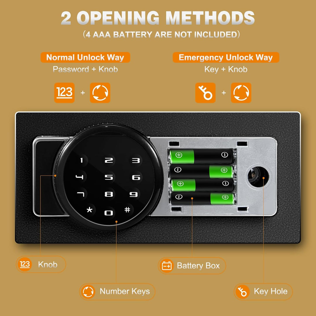 LIFEZEAL 33 L Safe Tresor, Möbeltresor mit elektronischem Zahlenschloss & Schlüssel, Digital Wandtre