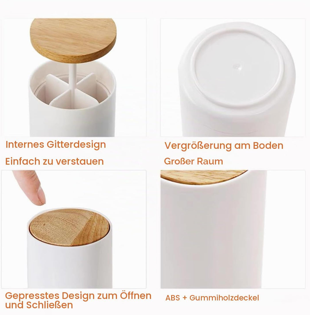 Wattestäbchen Behälter, Wattestäbchen Aufbewahrung Spender mit Drücken Sie Selbstsperren, Make-up Or
