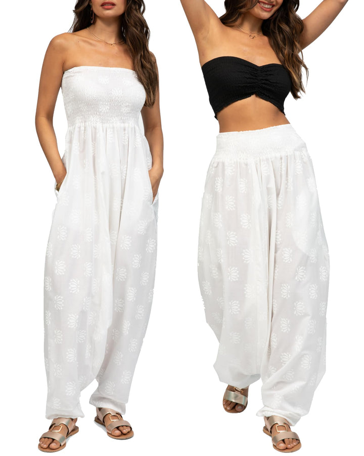 likemary Jumpsuit Damen Sommer – vielseitig tragbarer Einteiler aus Baumwolle – Haremshose mit flies