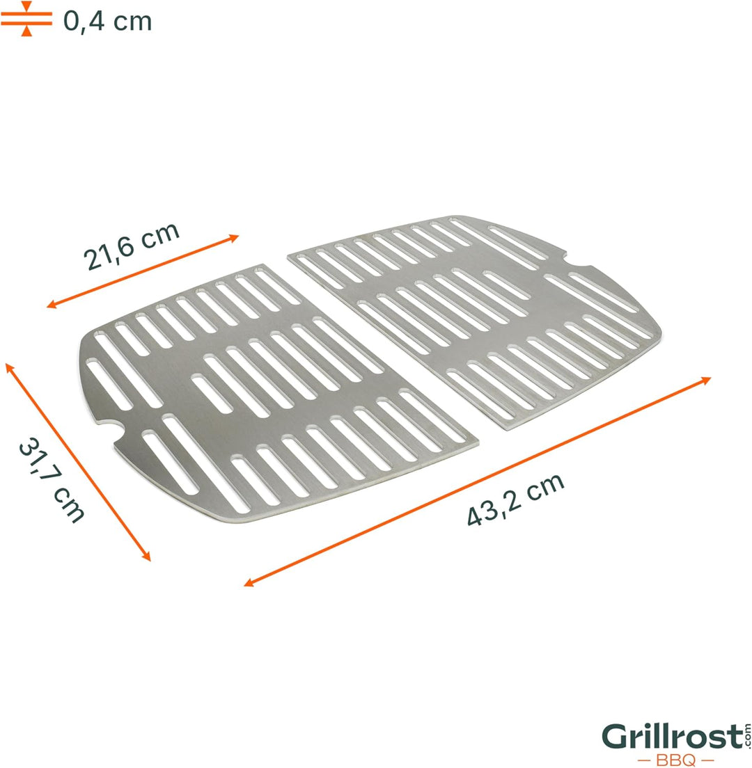 Edelstahl INOX Grillrost für die Weber Q1000 Baureihe | spülmaschinenfest - ZWEIGETEILT - Grillrost
