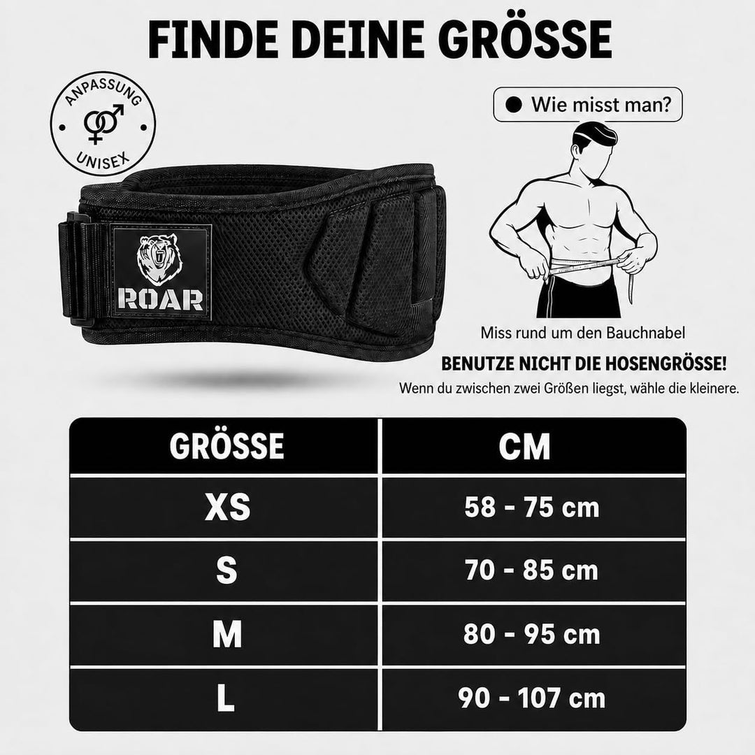 Roar® Gewichthebergürtel Herren und Damen, Lifting Belt for Gym, Powerlifting Gürtel Gewichtheben, W