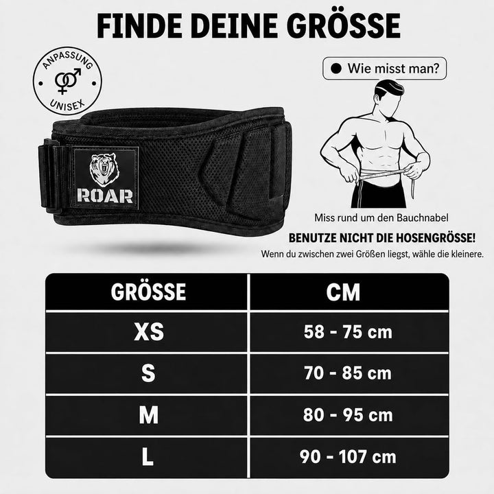 Roar® Gewichthebergürtel Herren und Damen, Lifting Belt for Gym, Powerlifting Gürtel Gewichtheben, W