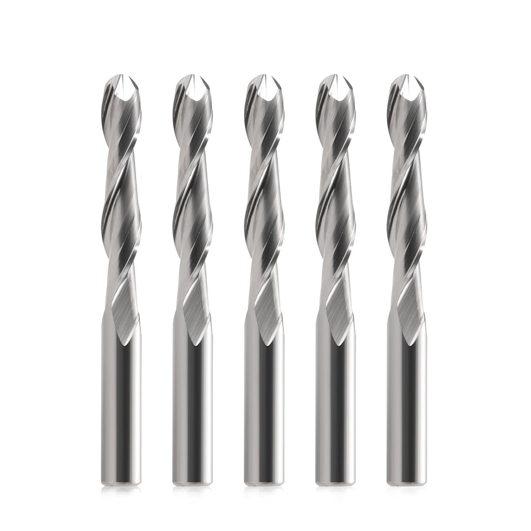 EU_HOZLY 5 STÜCKE Kugelkopffräser CNC Fräser Doppelflöte Spiralfräser 6 mm Schaft 2,36 Zoll Länge OV