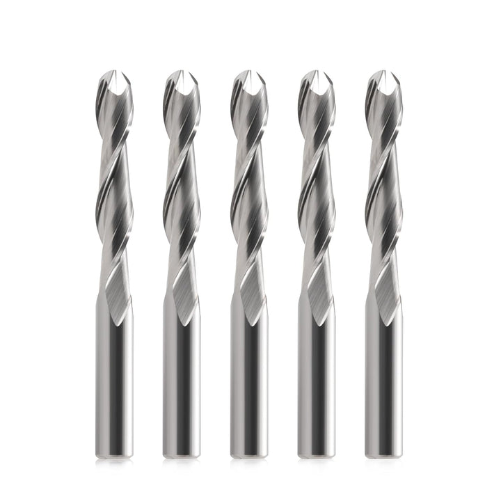 EU_HOZLY 5 STÜCKE Kugelkopffräser CNC Fräser Doppelflöte Spiralfräser 6 mm Schaft 2,36 Zoll Länge OV