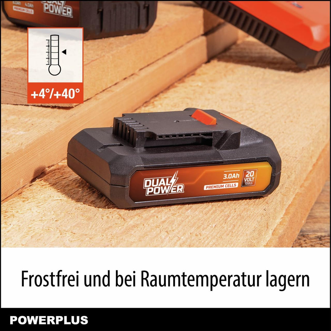 Power Plus Dual Power Akku POWDP9023-20V, 3.0Ah - für 20V-Werkzeuge - Leistungsanzeige-LEDs - Akku-P
