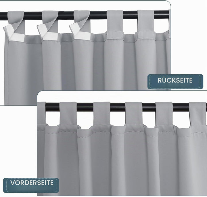 PONY DANCE Outdoorvorhang Wetterfest 2er Set Pavillon Vorhänge Outdoor | H213 x B132cm, Sibergrau, m