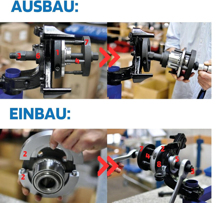 SW-Stahl 301050L Kompaktlager Werkzeugsatz, VAG, 16-teilig I Radlager Ausbau &amp; Einbau I Lagerwechsel