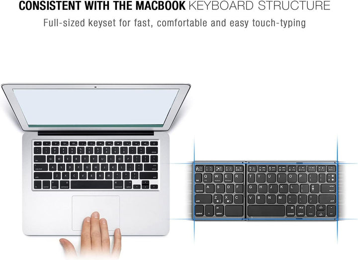 ASHATA Zusammenklappbare Bluetooth-Tastatur, Faltbare Wiederaufladbare Bluetooth-Tastatur mit TouchP