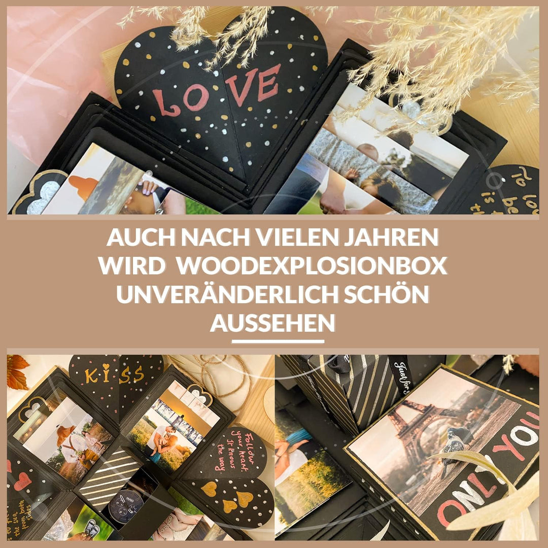 WoodExplosionBox Holzkiste Explosion Box Überraschungsbox – DIY Geburtstag Geschenk Box – Explosions