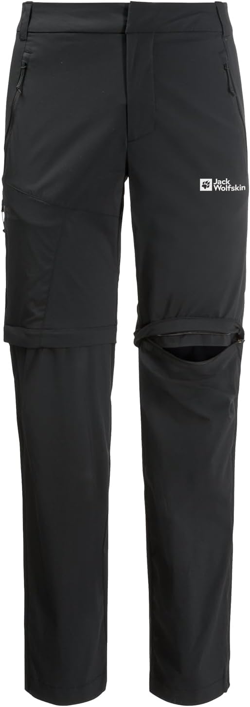 Jack Wolfskin Herren Wanderhose Glastal Zip Away Pants M L Schwarz, L Schwarz