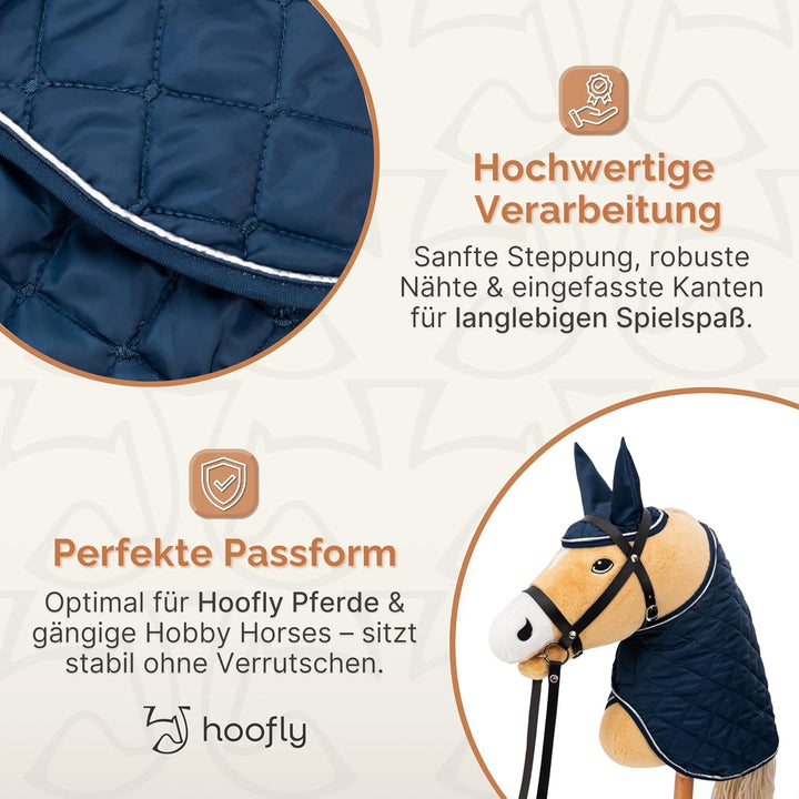 Hobby Horse Zubehör Set – Decke &amp; Fliegenhaube in Blau für Hobby Horses [TÜV geprüft] – Hochwertige