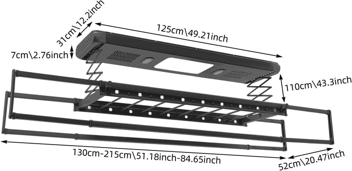 Elektrisch Decken Wäschetrockner, Ausziehbar Deckenmontage Elektrisch Wäscheständer, mit Fernbedienu