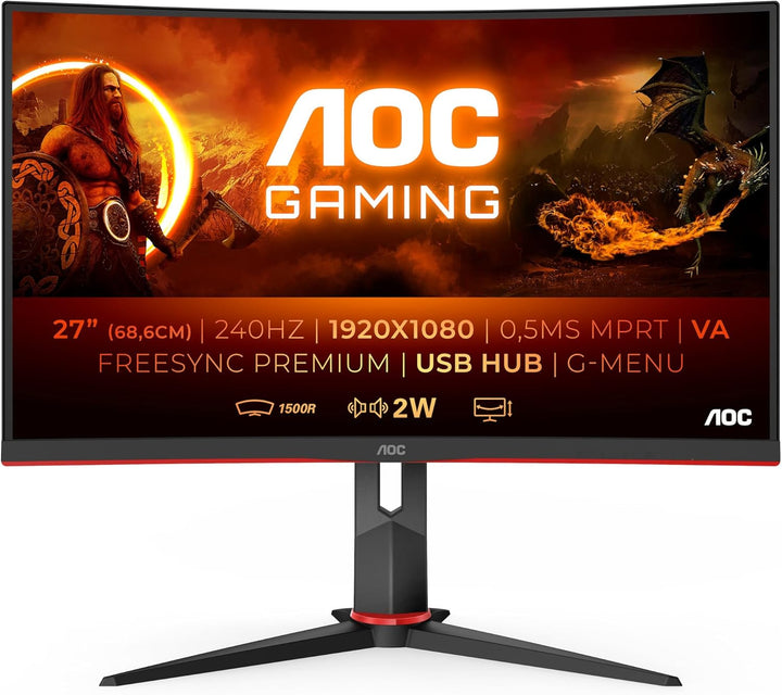 AOC Gaming C32G2ZE - 32 Zoll FHD Curved Monitor, 240 Hz, 1ms, FreeSync Premium (1920x1080, HDMI, Dis