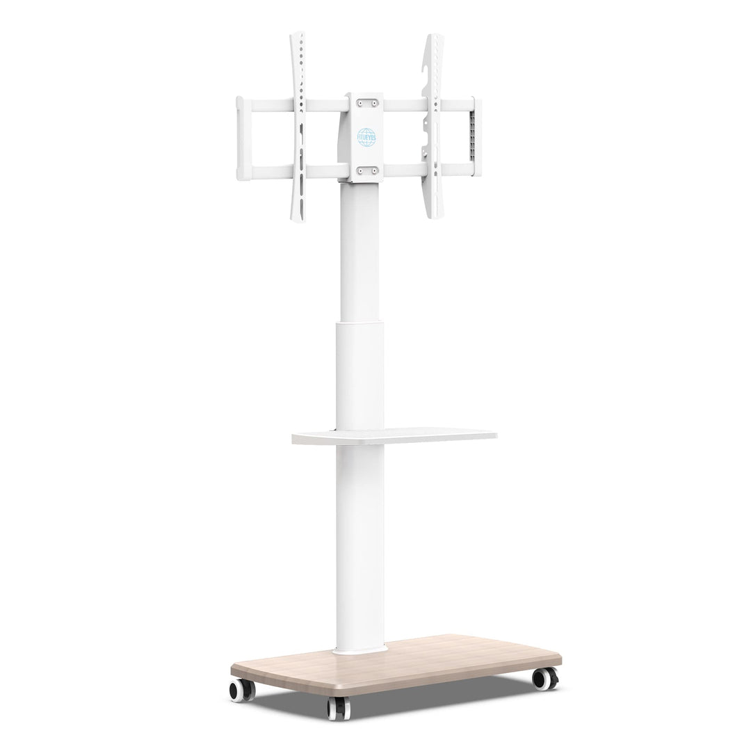 FITUEYES TV Ständer Rollbar TV Rollwagen mit Holzablage Fernsehständer für 37 43 50 55 65 70 Zoll, T