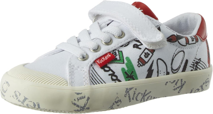 Kickers Unisex Kinder Gody Sneaker, 32 EU Blanc Rouge Vert Street