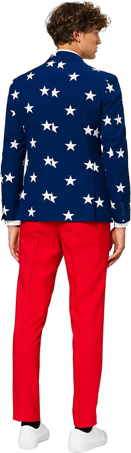 Opposuits OSUI-0023-EU50 - Stars and Stripes - USA Kostüm, Grösse 50, mehrfarbig 50 Mehrfarbig, 50 M