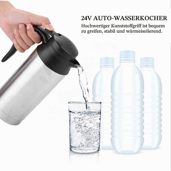 Nikou Auto Wasserkocher, Tragbare Wasserkocher 24V Reise Auto LKW Wasserkocher Edelstahl Thermoskann