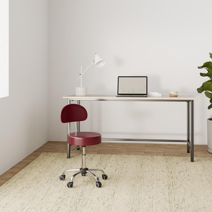 TRESKO® Rollhocker mit Lehne höhenverstellbar 10cm Dicke Polsterung Drehbar | Hocker 46-58cm | Arbei
