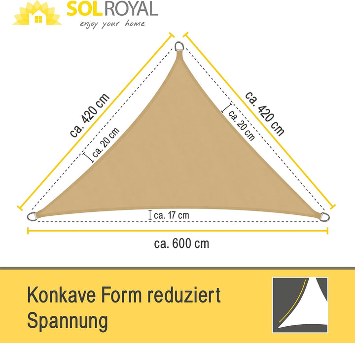 Sol Royal Sonnensegel dreieckig wasserdicht für Terrasse Balkon Garten | 6x4,2x4,2m Sand UV Sonnensc
