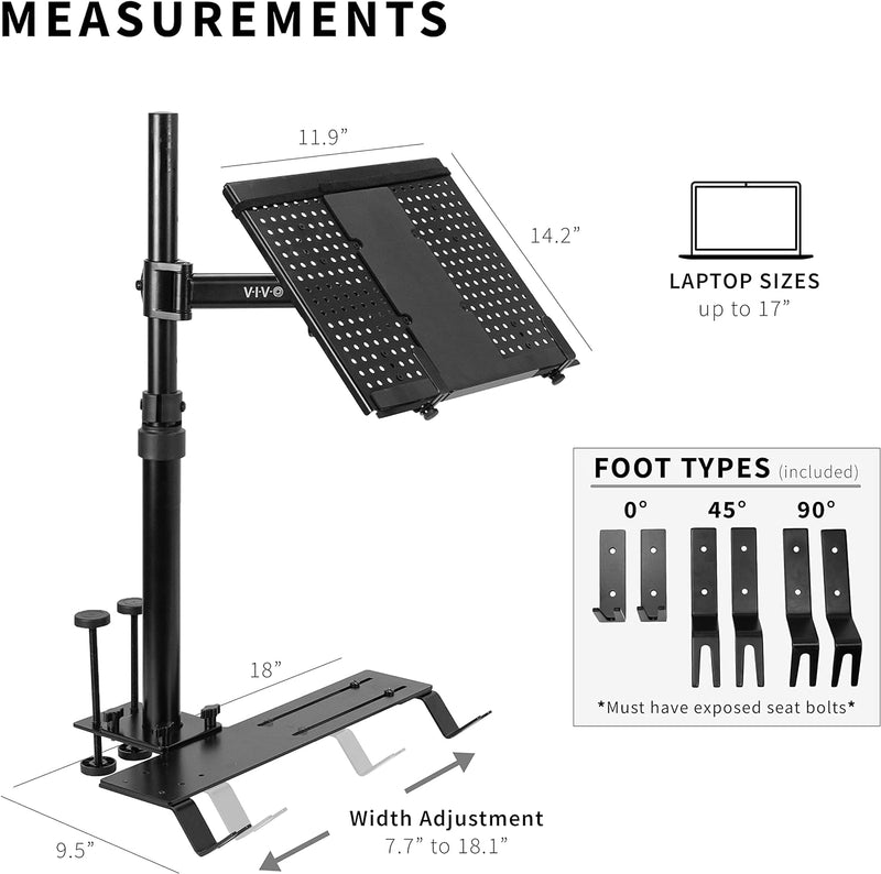 VIVO MOUNT-CAR01 Laptophalterung für Autos, voll verstellbare Verlängerung, Notebookständer für LKW,