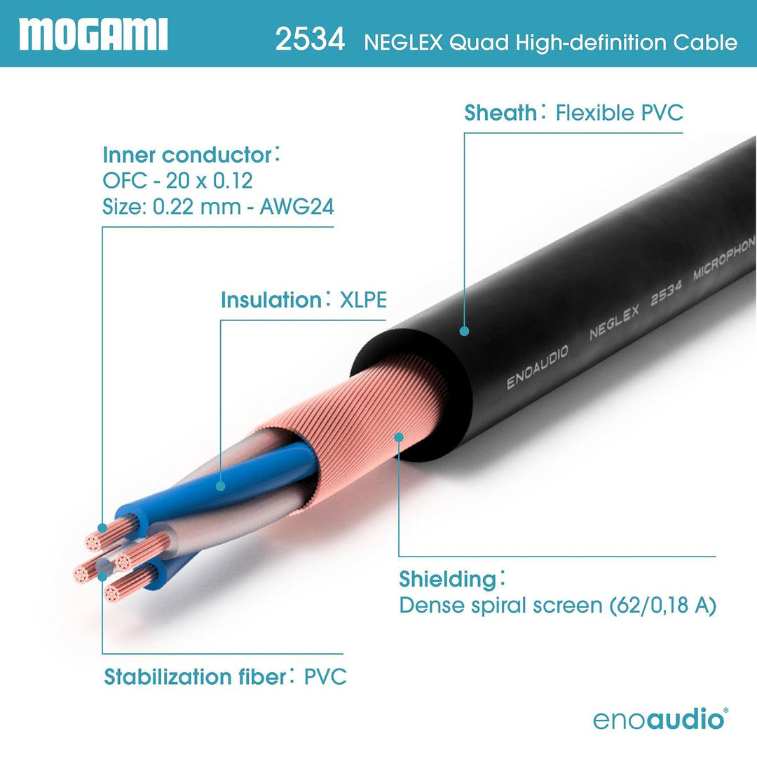 enoaudio Mogami 2534 Quad Professionel Studio Kabel Symmetrische Mikrofon | Neutrik Gold XLR female