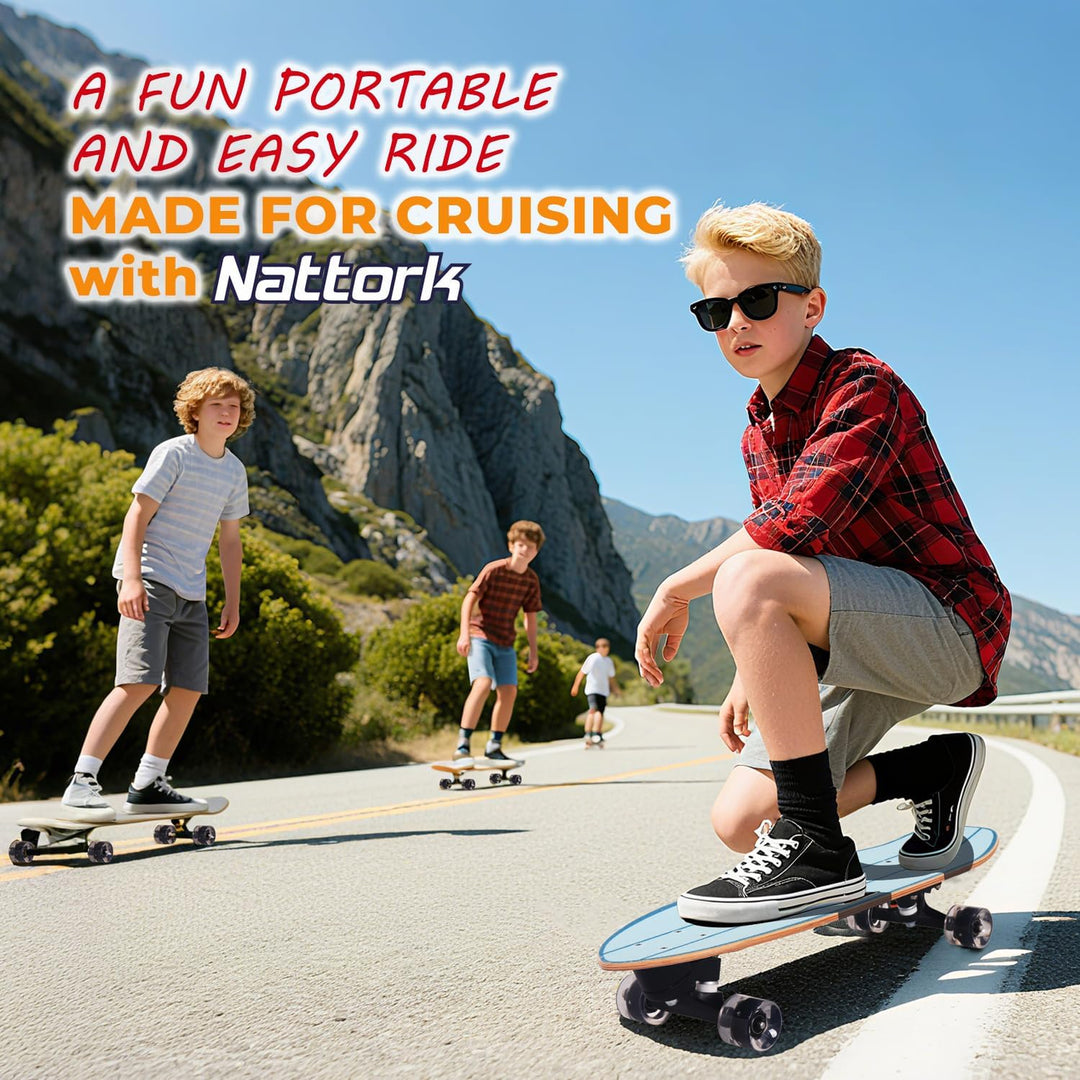 Nattork Complete Skateboards 29" x 8" Kids Skateboard Cruiser Skateboards for Beginners Double Kick