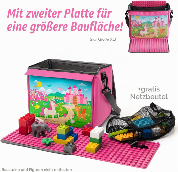 Baustein-Tasche mit ausklappbarer Bauplatte passend für grosse Bausteine vieler Marken I Grösse XL (