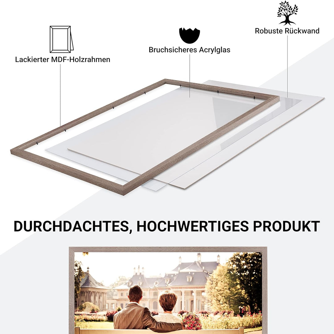 CABBEL Doppelpack (2er Set) Bilderrahmen 40x50 cm, Braun, stabiles MDF-Holz Rahmen, bruchsicherem Pl