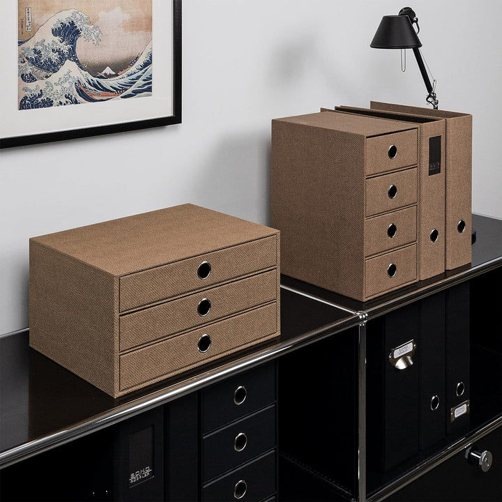 Rössler 1524452603 - S.O.H.O. 3er Schubladenbox für DIN A4, mit Griffloch, Special Line Hazelnut, 34
