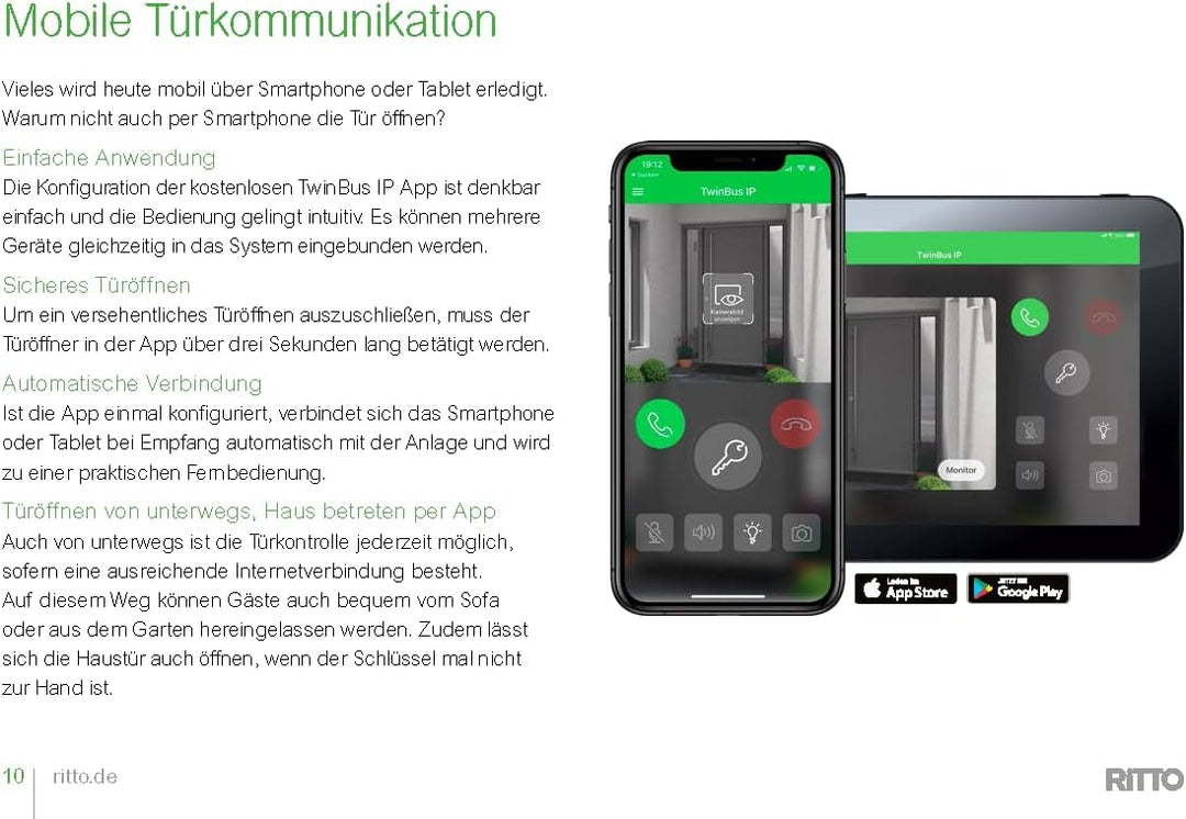 Schneider Electric Ritto Video-Gegensprechanlage Innenstation, TwinBus IP mit App, Weiss, Artikelnum
