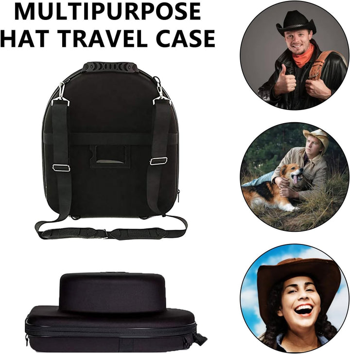 Qivine Hut Boxen Aufbewahrung mit Griff, Schwarz Hutschachtel Rund mit Deckel, Tragbare Hutkoffer Hu