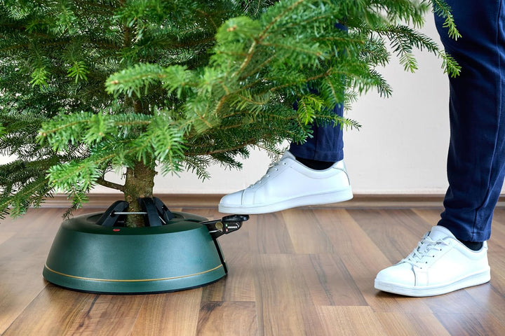 KRINNER Weihnachtsbaum Christbaumständer Comfort M Grün 36cm inkl. Fusspedal-und Einseiltechnik für