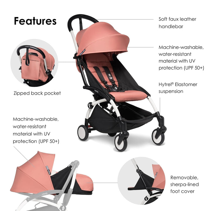 BABYZEN YOYO2 Kompletter Kinderwagen - Inklusive YOYO 0+ Neugeborenen Set (Ginger), Kinderwagengeste